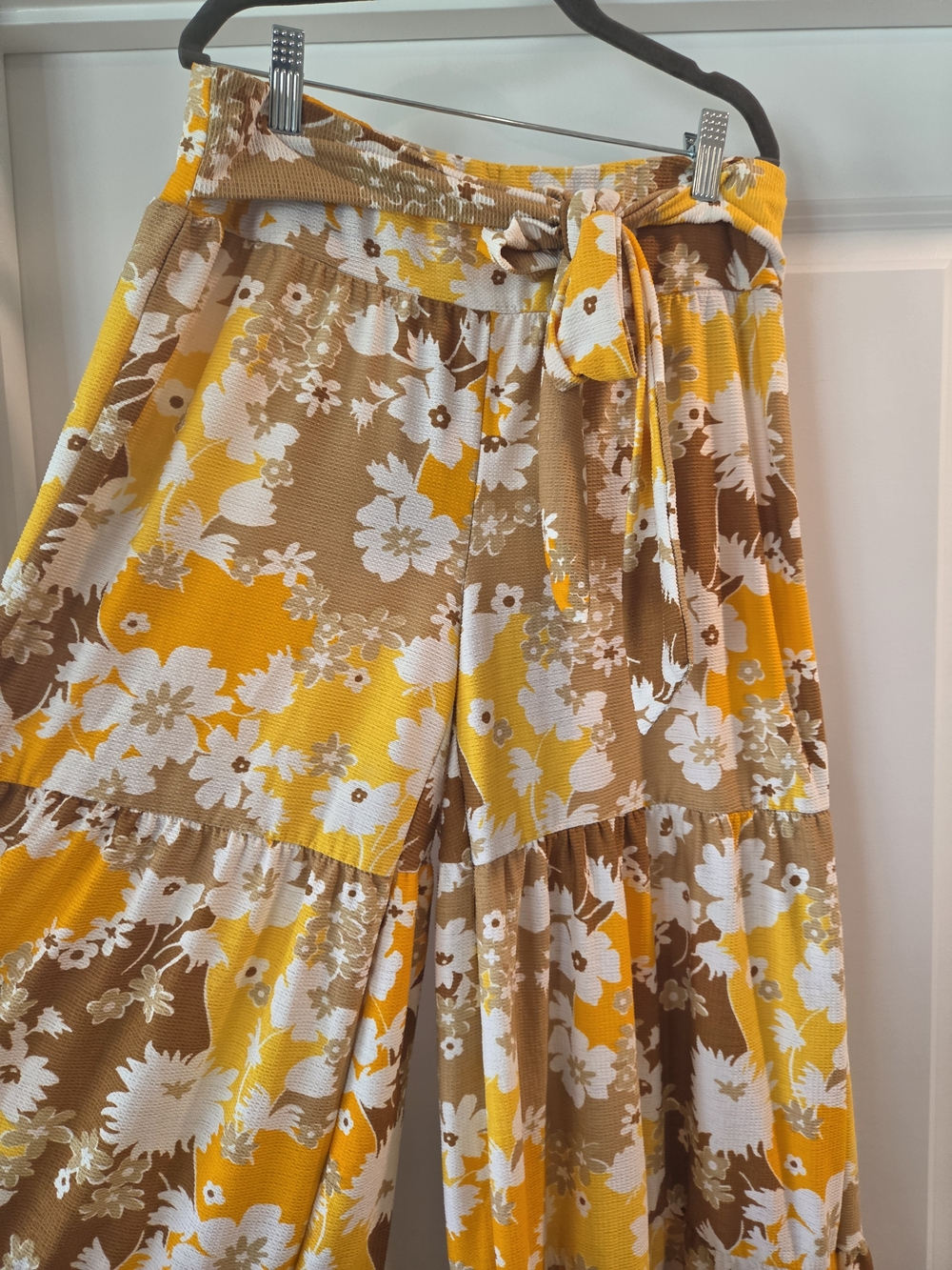Cato Floral Tiered Wide Leg Palazzo Pants XS Boho Tie Waist - Picture 4 of 7